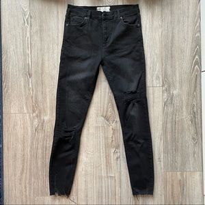 Free People Jeans Denim Black Distressed Size 27